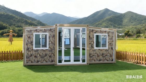 Nhà container hai cánh mở rộng 37 mét vuông Mở rộng khả năng của bạn với sàn ván ép tre ở cả hai bên