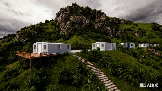 Nhà chứa mở rộng 40ft với diện tích sàn 72 mét vuông PVC Bảng gỗ Nội thất hoàn thiện và khô ướt tách phòng tắm