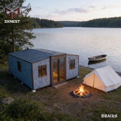 Nhà container mở rộng 40ft với kích thước Dài 11800 Rộng 6060 Cao 2480mm, cách nhiệt bằng bọt polyurethane và phòng tắm tách biệt ướt-khô