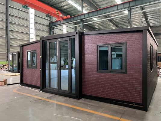 Container 20ft có thể gập lại bằng tấm sandwich EPS 75mm, chịu được gió 4.18 KN/m² và cấp độ chống động đất 8